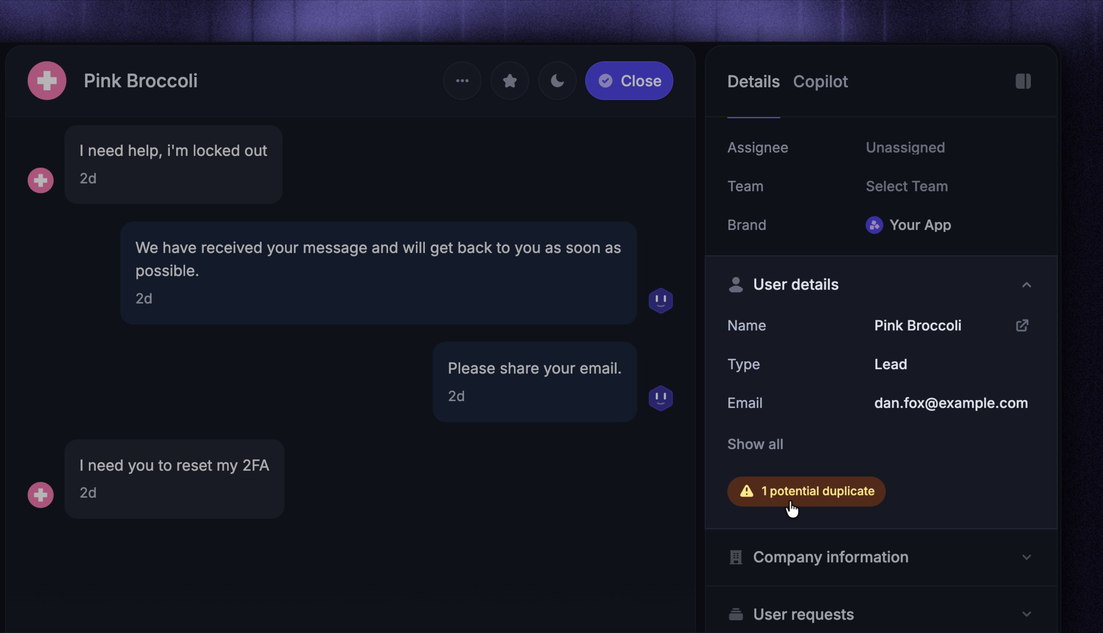 Merge duplicate user profiles.